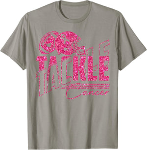 Tackle Cancer American Football Breast Cancer Awareness T-Shirt - T-Shirt | Sand
