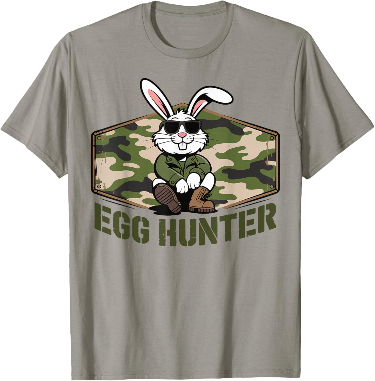 Cool Easter Bunny Egg Hunter Camo Military Funny Tactical T-Shirt - T-Shirt | Sand