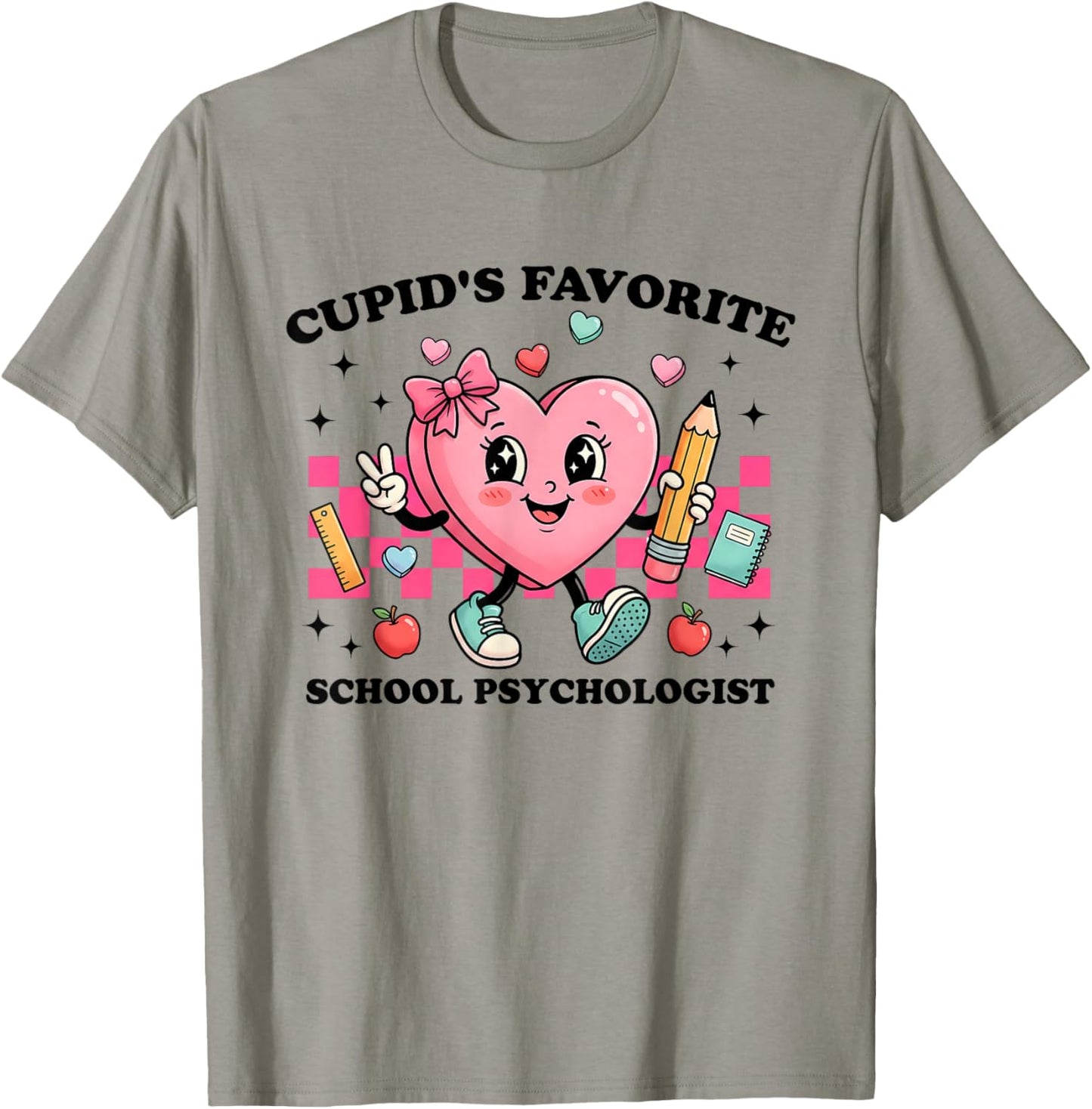 Cupid’s Favorite School Psychologist Valentines Funny Cupid T-Shirt - T-Shirt | Sand