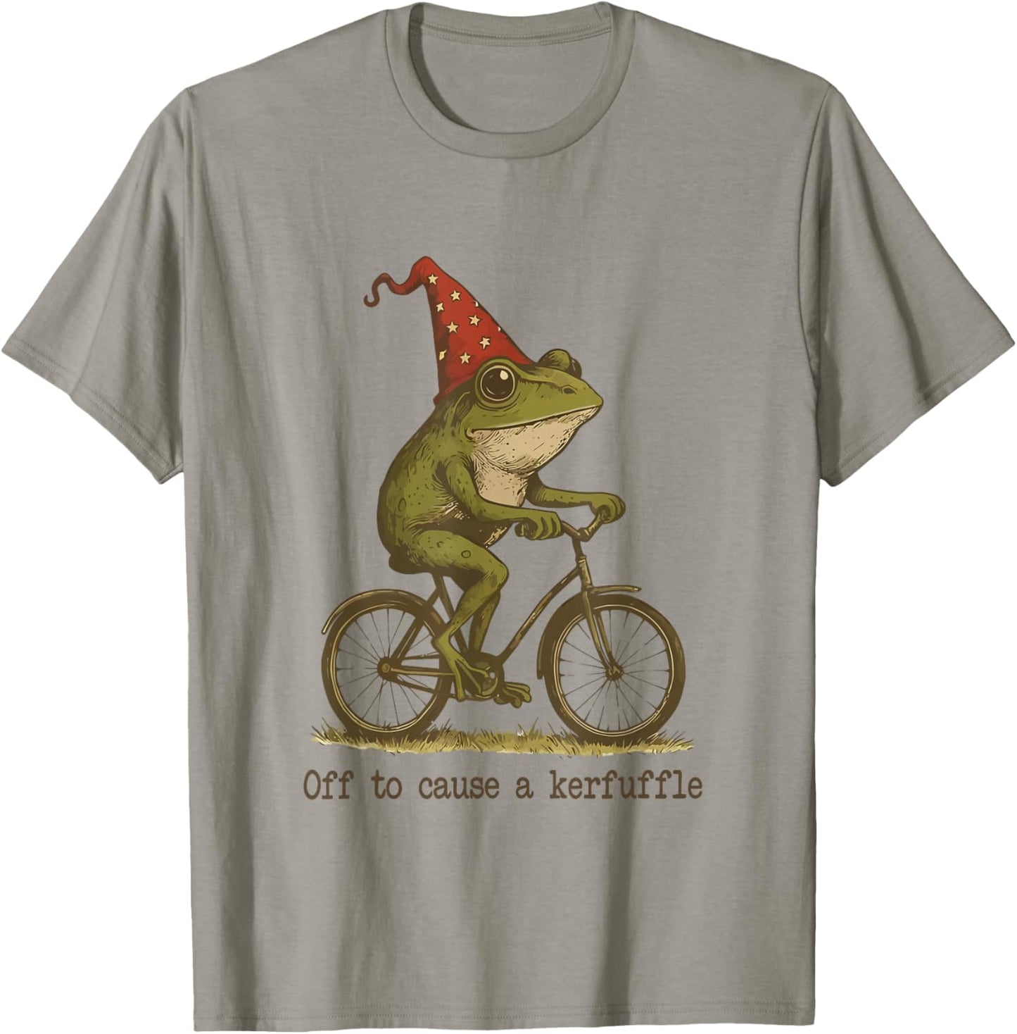 Off to Cause A Kerfuffle Frog Funny Weirdcore Wizard Frog T-Shirt - T-Shirt | Sand
