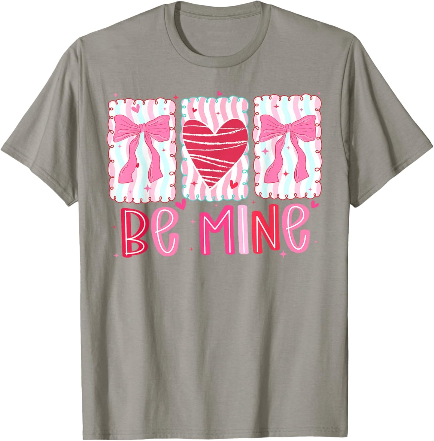 Be Mine Coquette Bow Valentine Brushstroke Pink Love Girly T-Shirt - T-Shirt | Sand