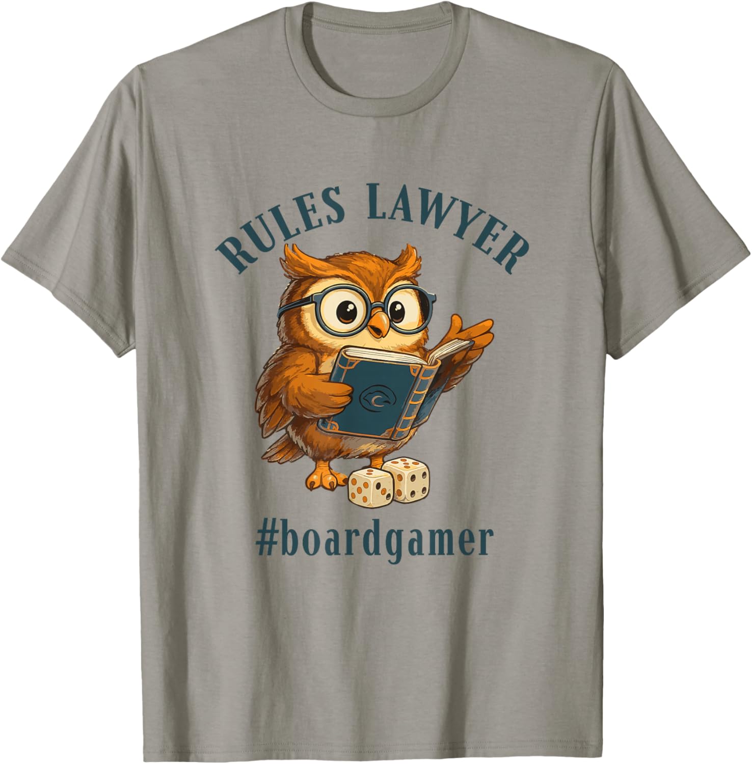 Cute Owl with Glasses Rules Lawyer Board Gamer Play Games T-Shirt - T-Shirt | Sand