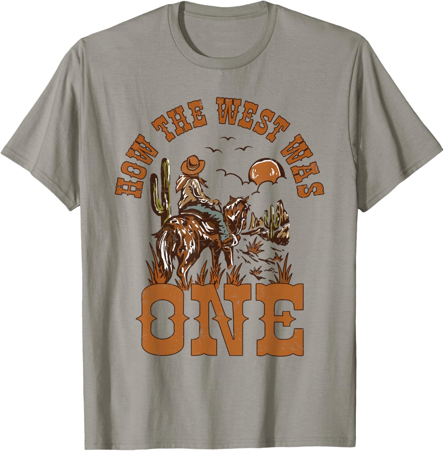 How The West was One It's My 1st Birthday Cowboy Bday Boys T-Shirt - T-Shirt | Sand