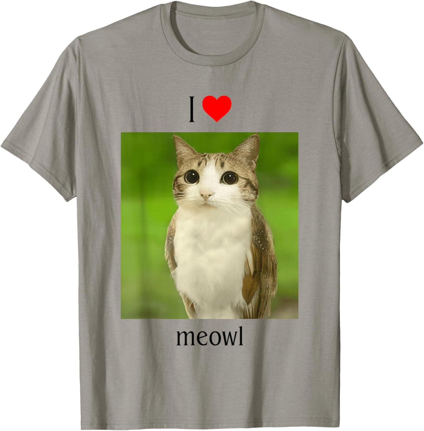 I Heart Meowl - I Love Meowl | Funny Cat Owl Brainrot Meme T-Shirt - T-Shirt | Sand