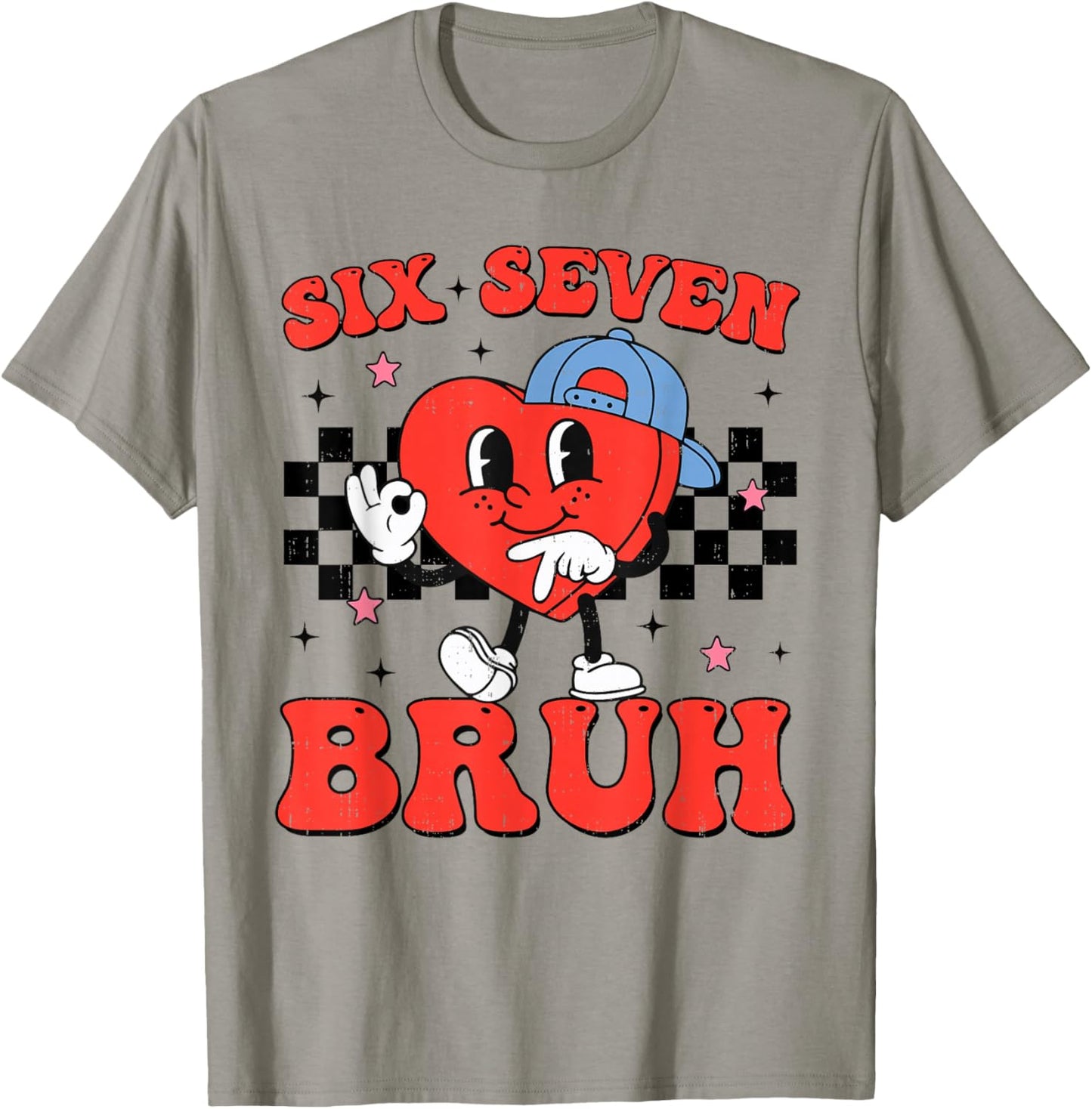 Six Seven Bruh 6 7 Meme Funny Valentines Day Boys Kids T-Shirt - T-Shirt | Sand