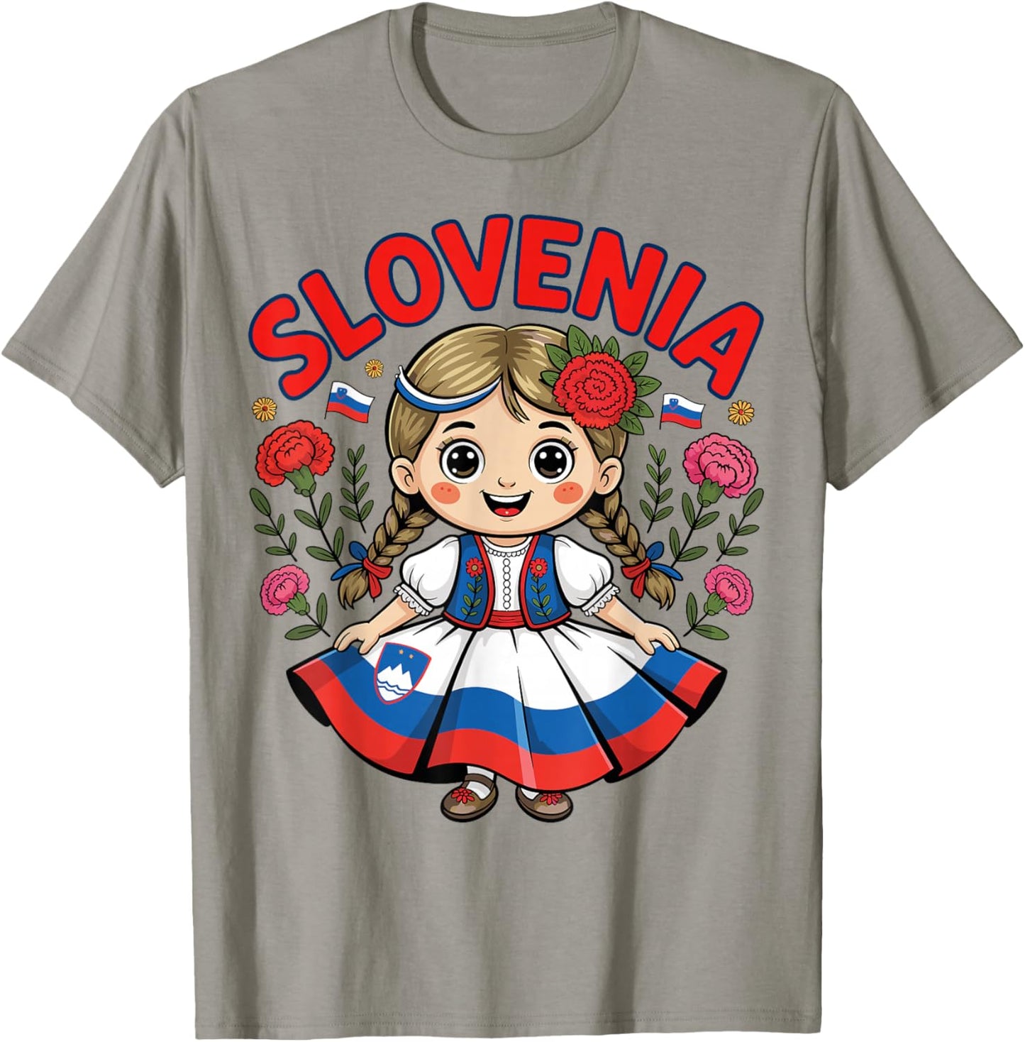Cute Slovenian Girl in Folk Dress for Kids T-Shirt - T-Shirt | Sand