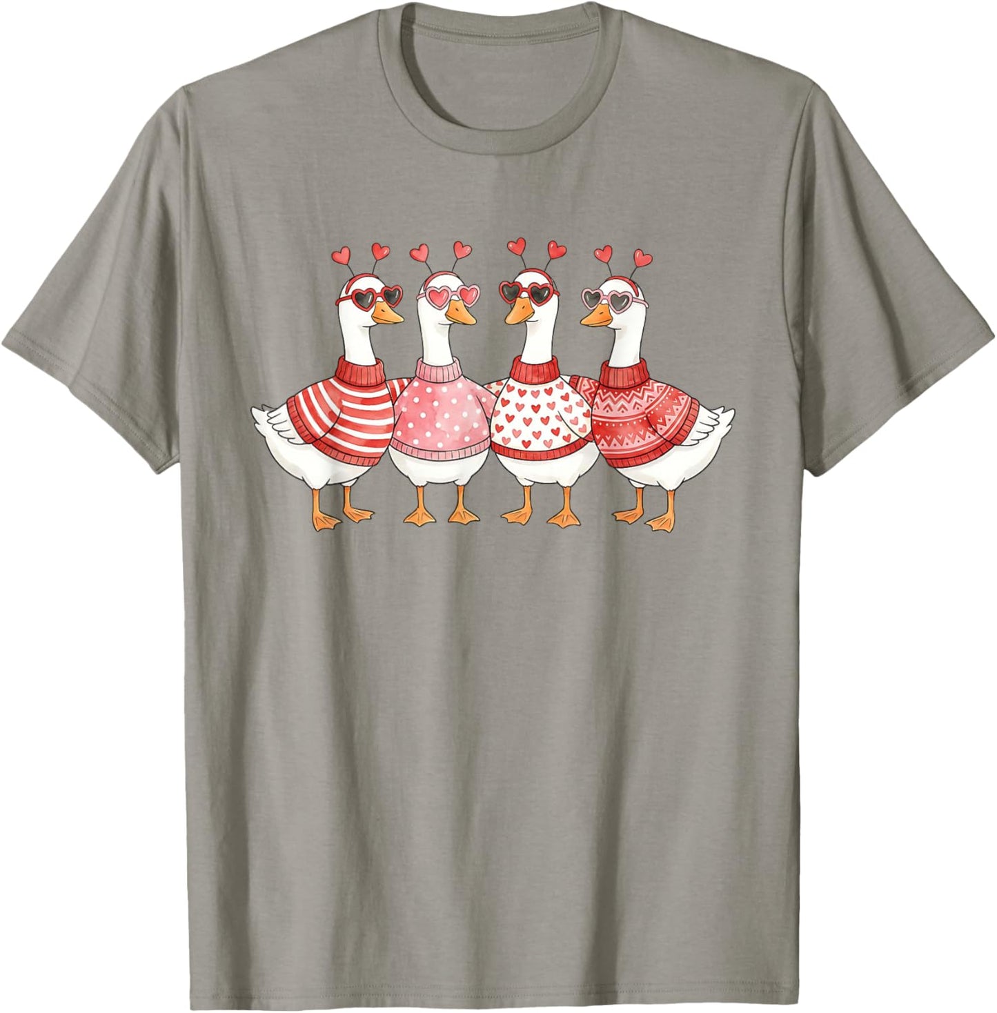 Funny Valentine Goose Squad Matching Heart Love T-Shirt - T-Shirt | Sand