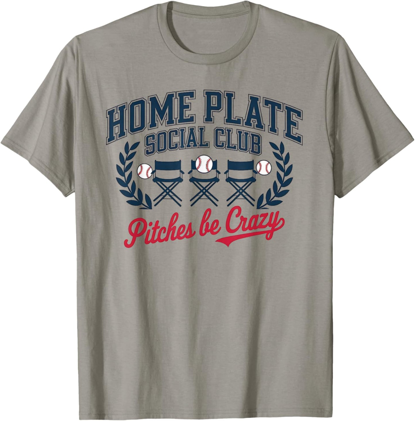 Home Plate Social Club Pitches Be Crazy Baseball Softball T-Shirt - T-Shirt | Sand