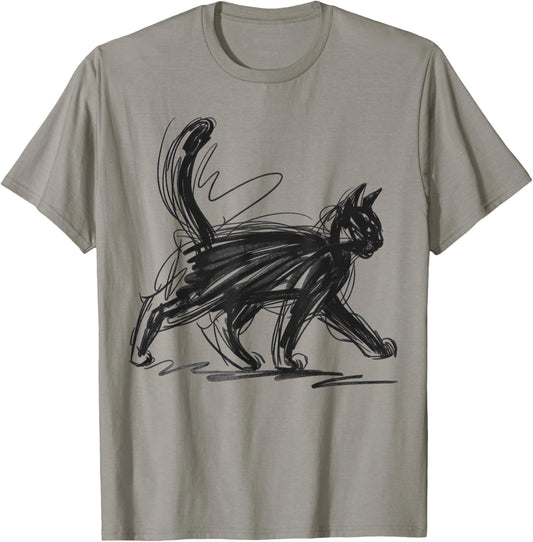 Minimalist cat Art T-Shirt - T-Shirt | Sand