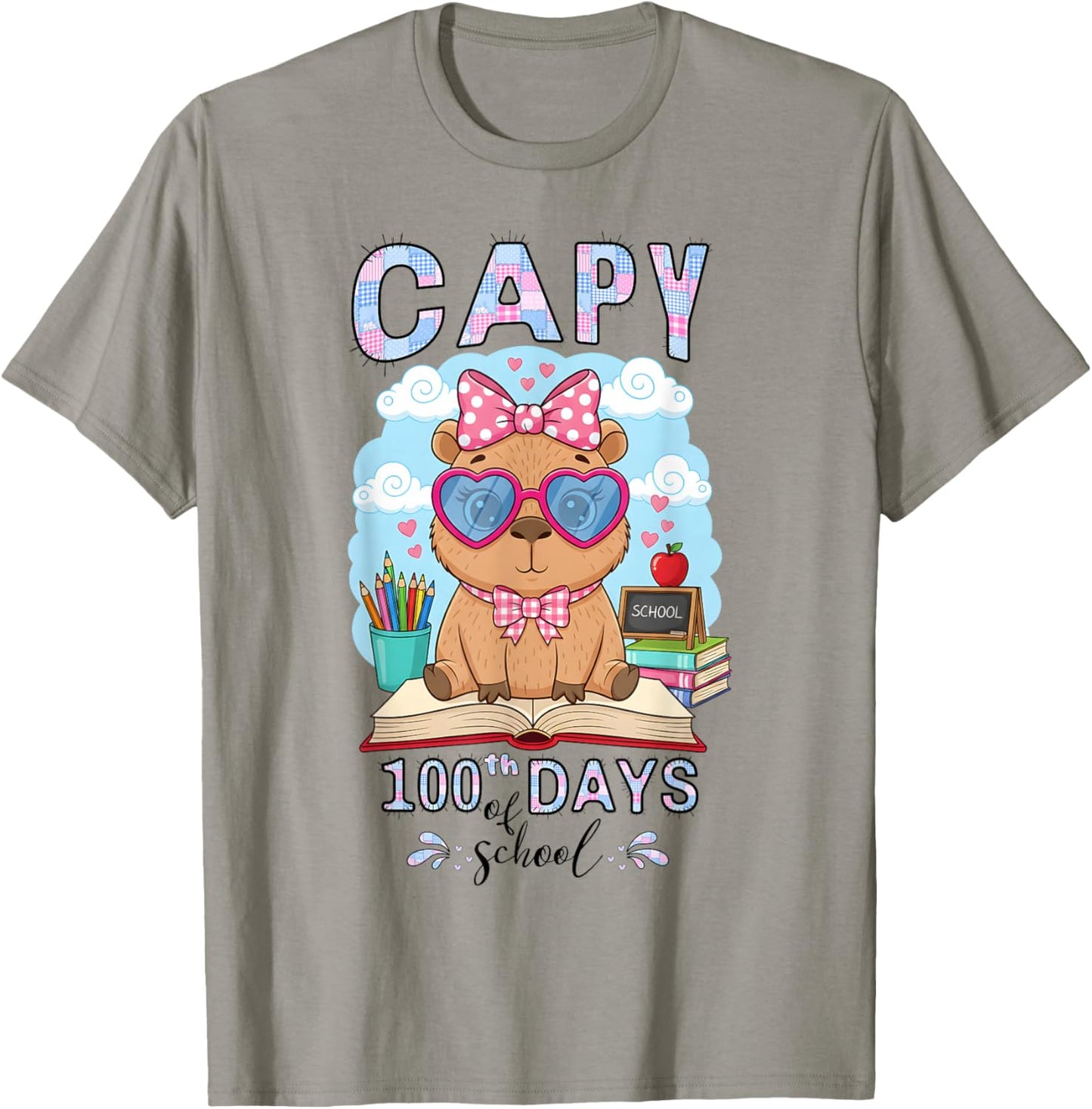 Capy 100th Days of School Capybara 100 Days Smarter Cute T-Shirt - T-Shirt | Sand