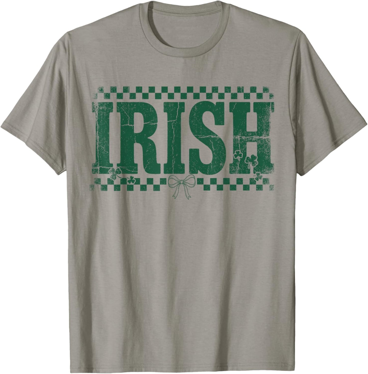 Vintage Irish St Patrick Day Funny Bow Coquette St Patty's T-Shirt - T-Shirt | Sand