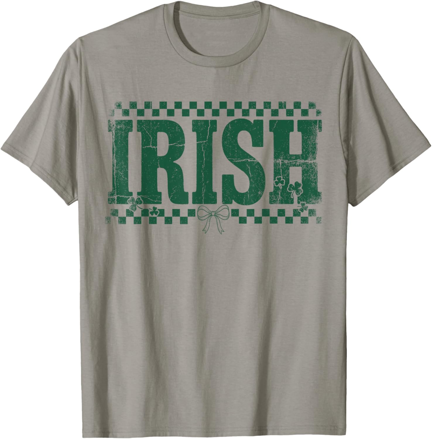 Vintage Irish St Patrick Day Funny Bow Coquette St Patty's T-Shirt - T-Shirt | Sand
