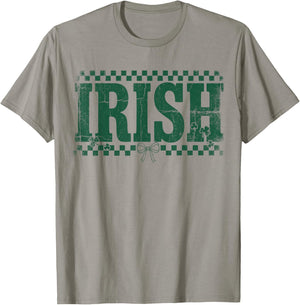 Vintage Irish St Patrick Day Funny Bow Coquette St Patty's T-Shirt - T-Shirt | Sand