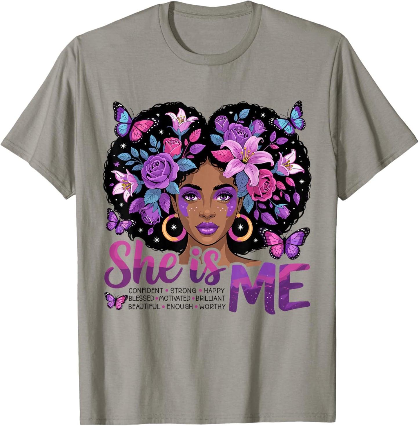 She is Me Black Women Empowerment Strong Educated Blessed T-Shirt - T-Shirt | Sand