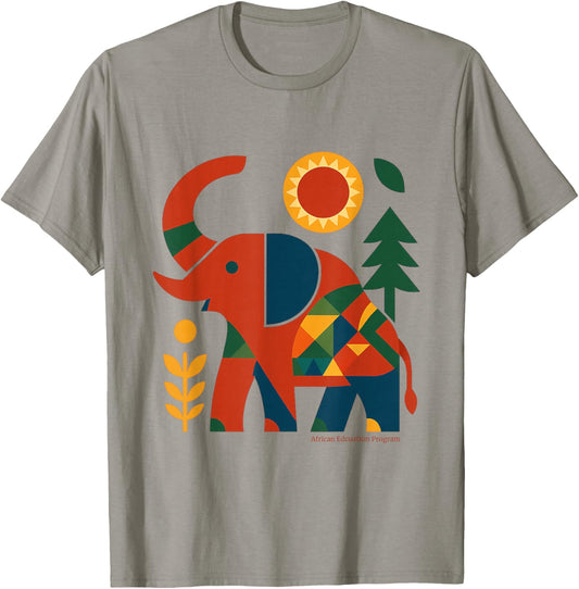 Geometric Elephant Nature (Red & Deep Blue Edition) T-Shirt - T-Shirt | Sand
