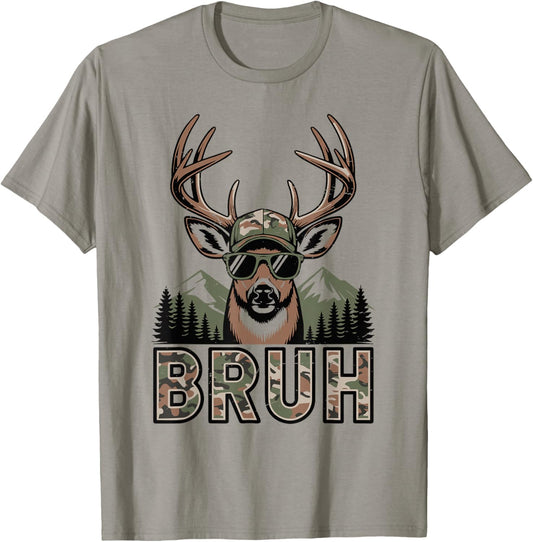 Youth Bruh Camo Deer Hunting Camouflage Elk Buck Funny Boys T-Shirt - T-Shirt | Sand