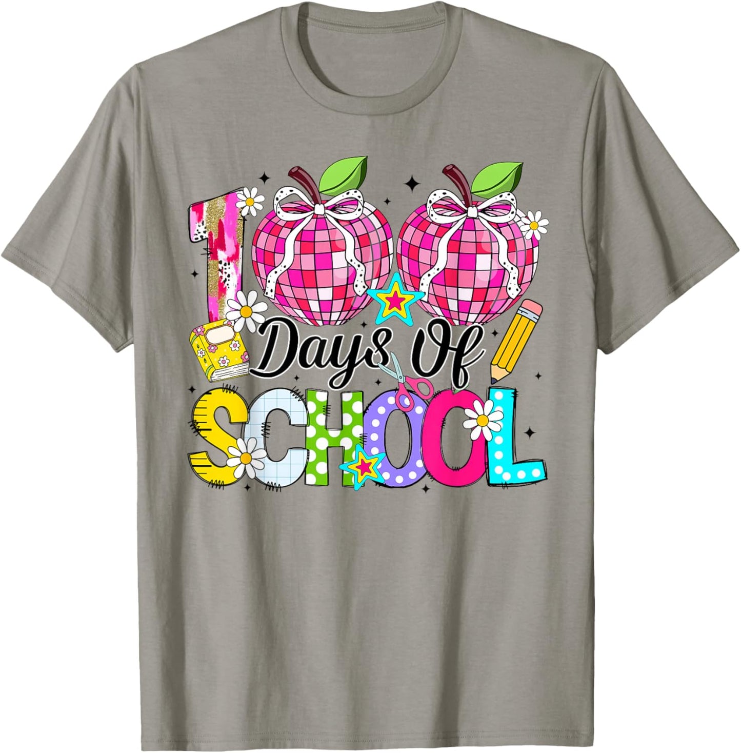 100th Day of School Coquette Bow Girls Teachers Classroom T-Shirt - T-Shirt | Sand