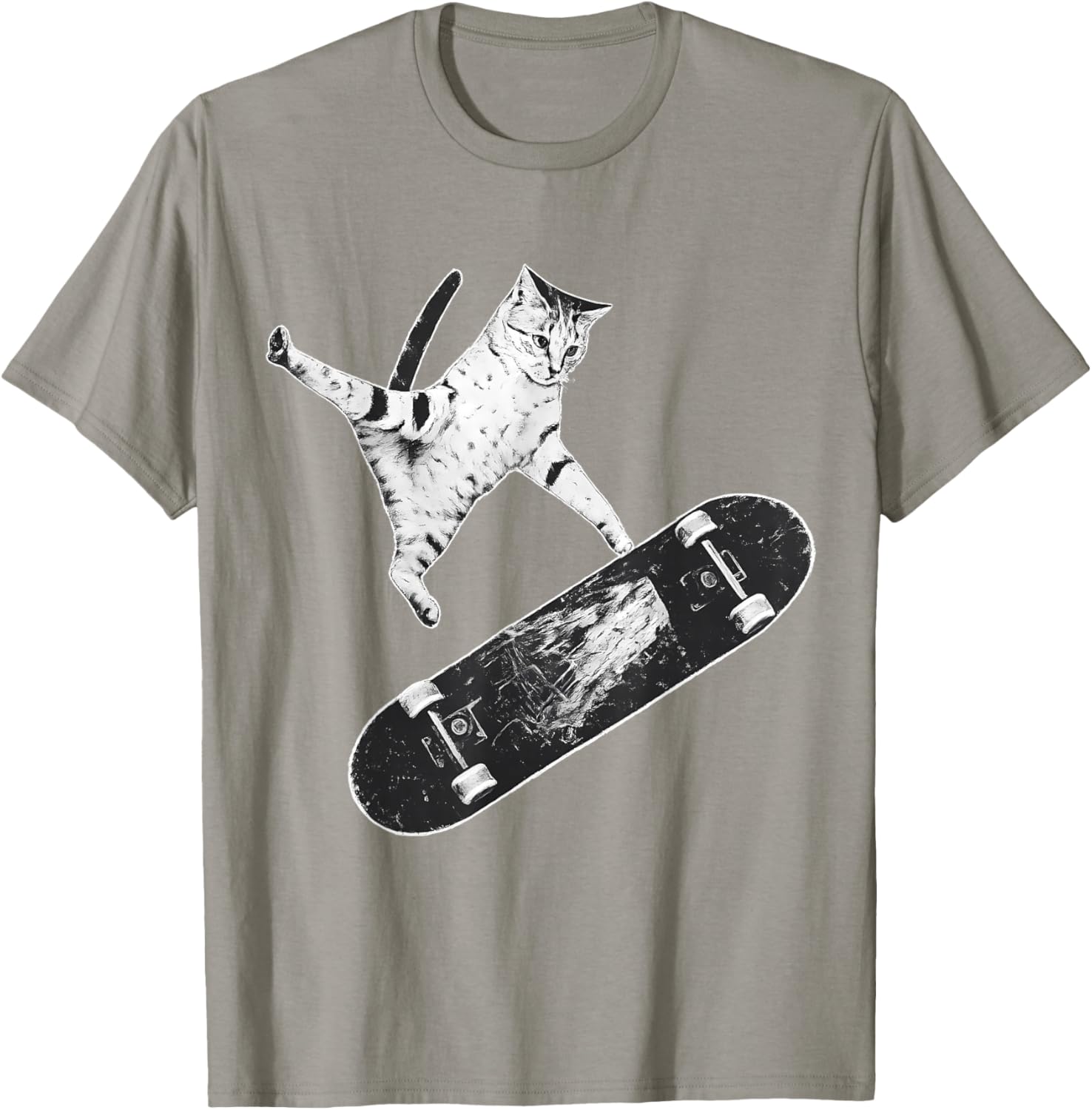 Skater Cat T-Shirt - T-Shirt | Sand