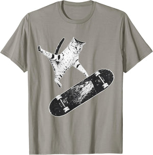 Skater Cat T-Shirt - T-Shirt | Sand