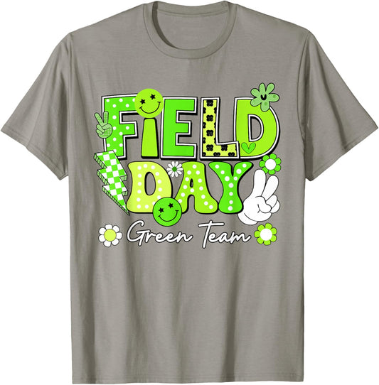 Field Day Green Team Funny for Teacher Kids Field Day Games T-Shirt - T-Shirt | Sand