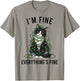 Tuxedo Cat Christmas I'm Fine Everything is Fine T-Shirt - T-Shirt | Sand