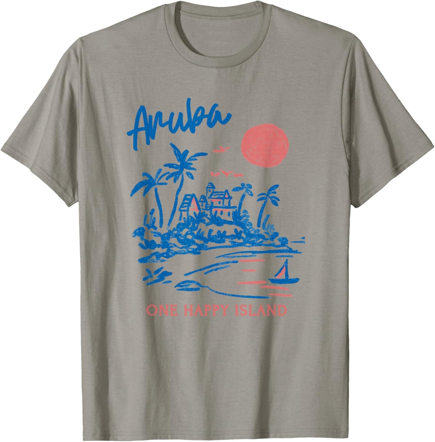 Aruba One Happy Island Caribbean Vacation Travel Souvenir T-Shirt - T-Shirt | Sand