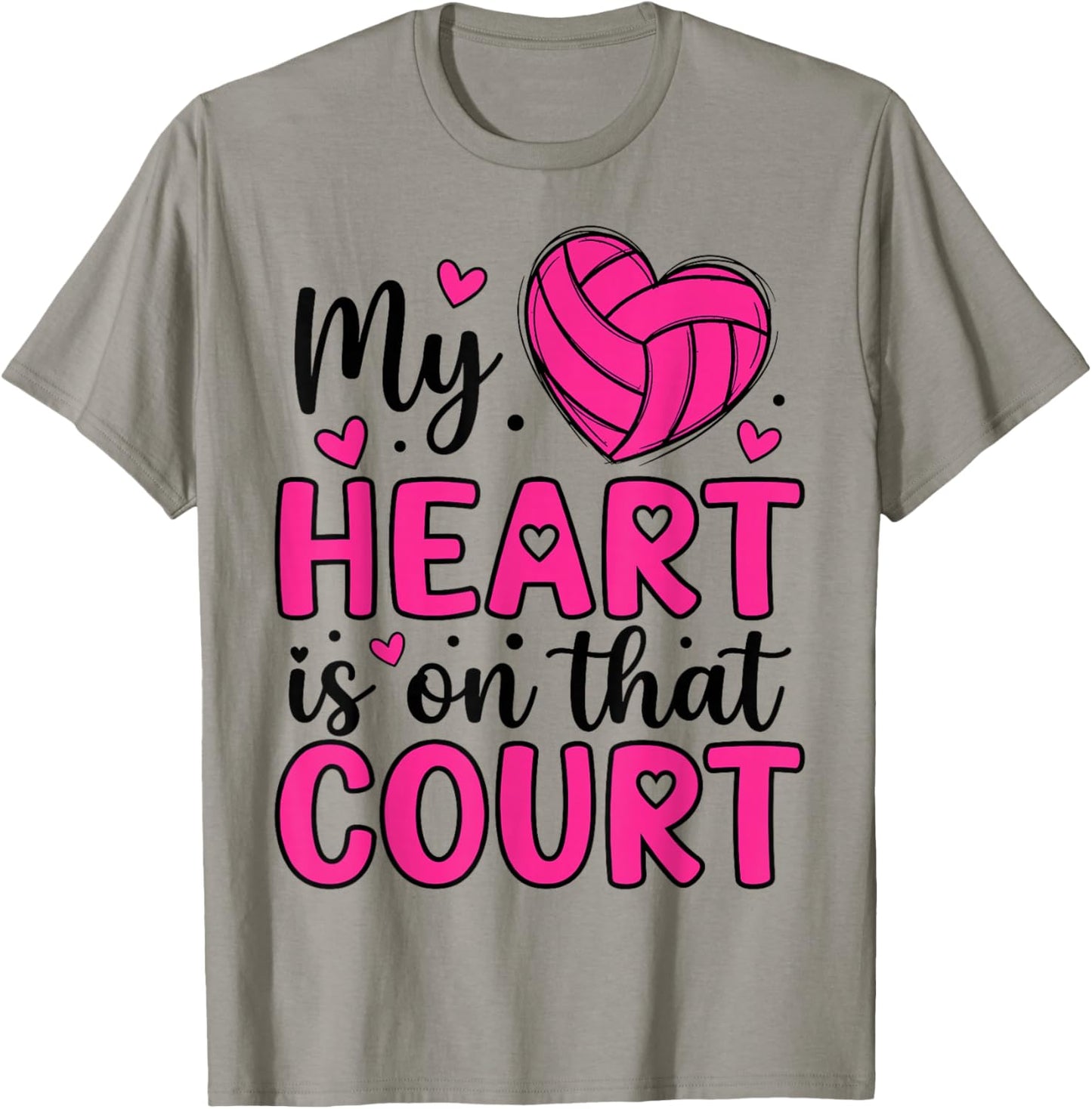 My Heart is On That Court - Volleyball Lover Valentine’s Day T-Shirt - T-Shirt | Sand