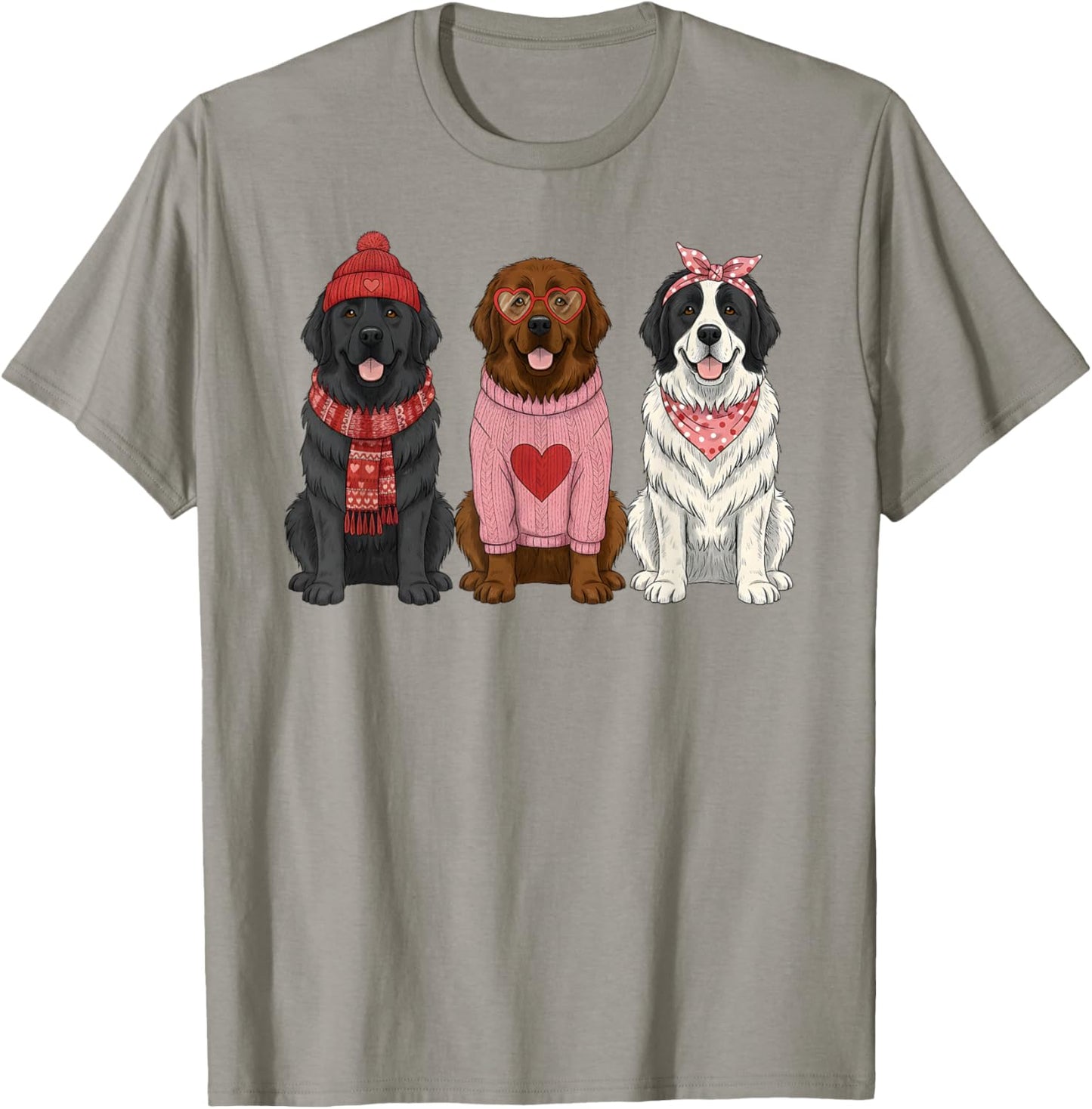 Cute Newfie Valentine Newfoundland Dog T-Shirt - T-Shirt | Sand