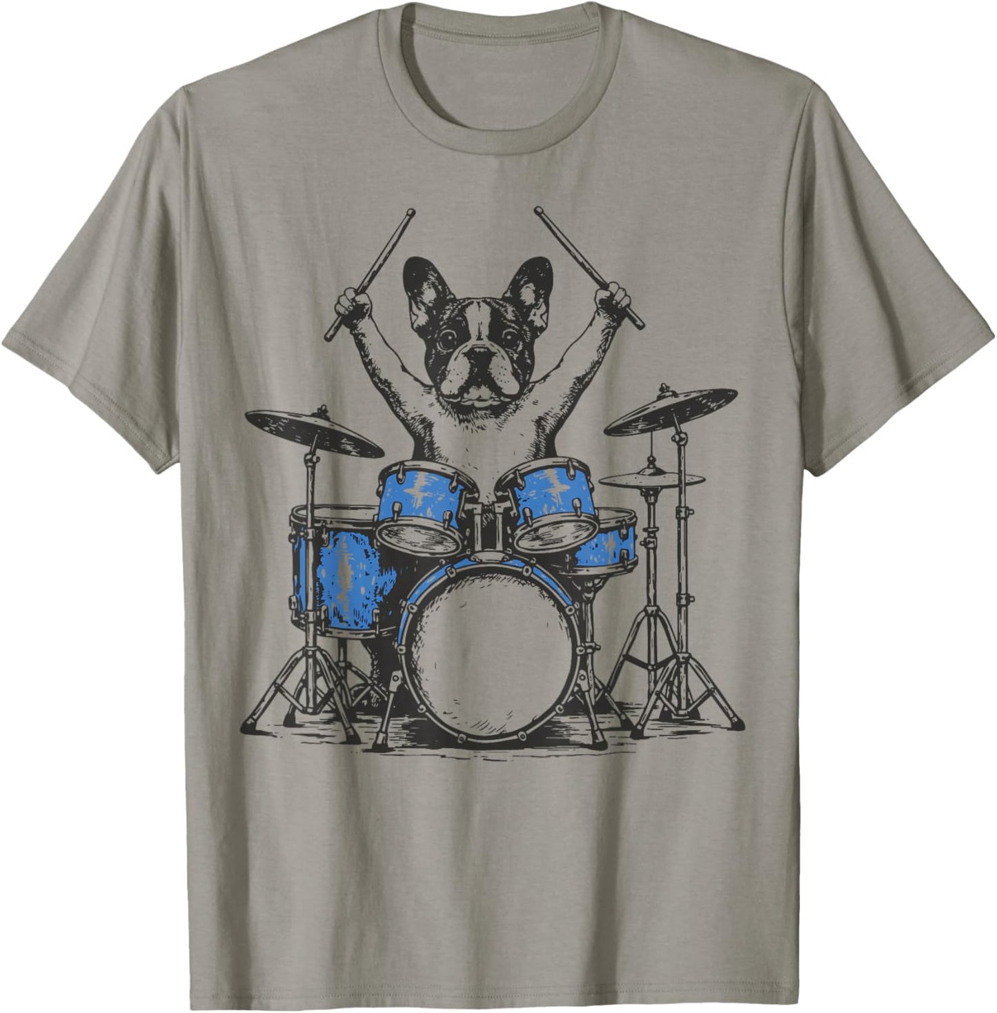 French Bulldog Drummer Frenchie Drumming Dog Drummer T-Shirt - T-Shirt | Sand
