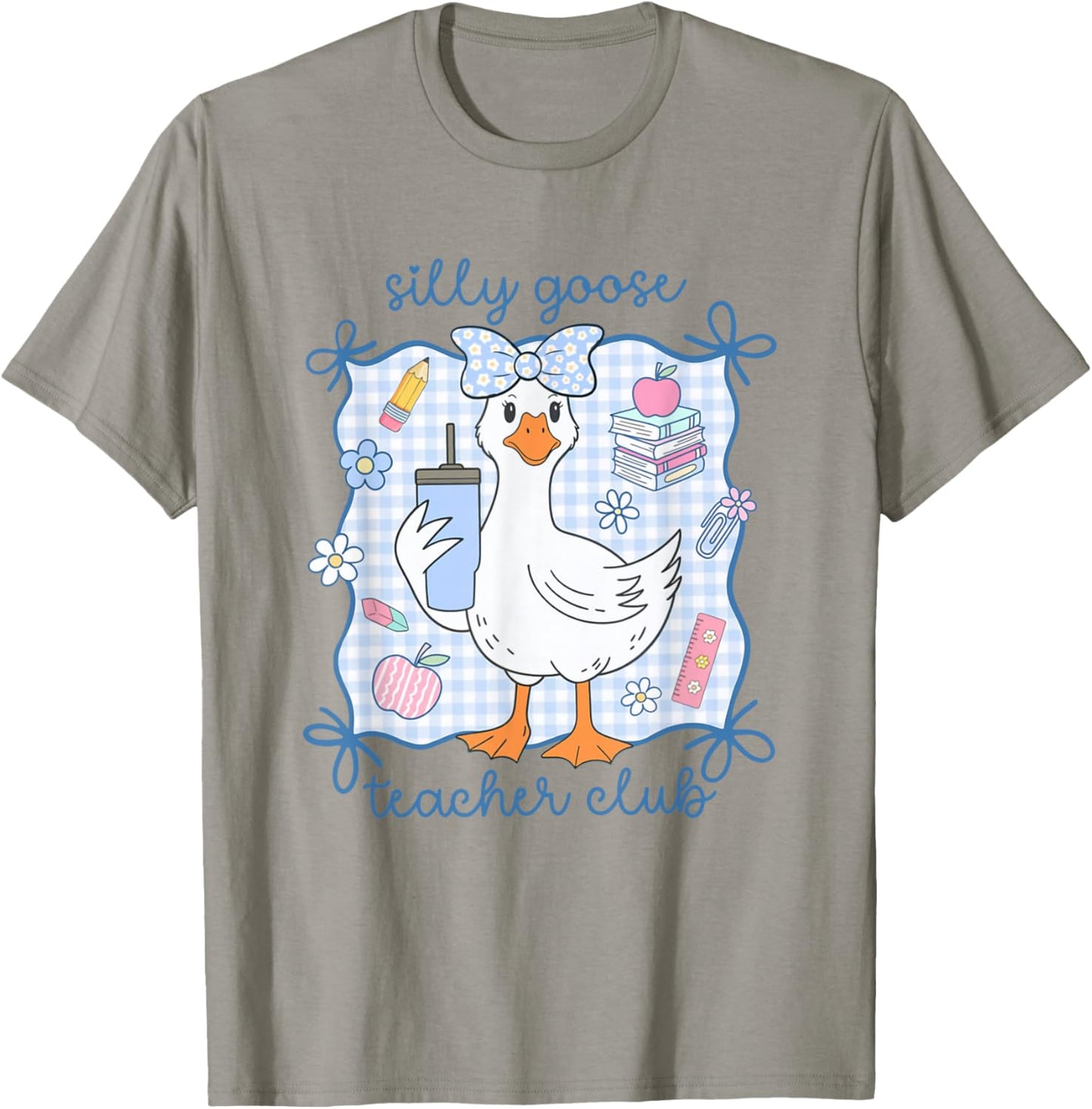 Women Silly Goose Teacher Club Cute Back to School Apparel T-Shirt - T-Shirt | Sand
