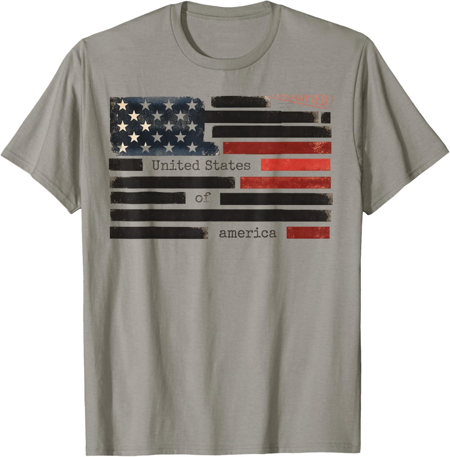 Censored Documents USA Flag Democracy Redacted Files Style T-Shirt - T-Shirt | Sand