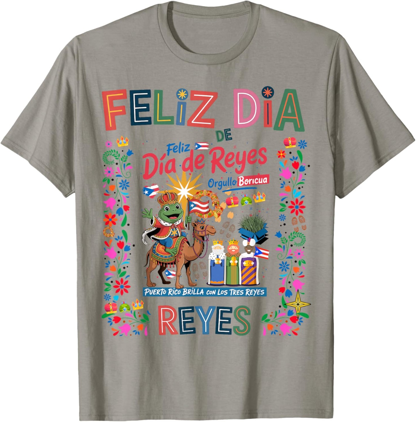 Three Kings Day Puerto Rican Women Idea & Coqui Frog Boricua T-Shirt - T-Shirt | Sand