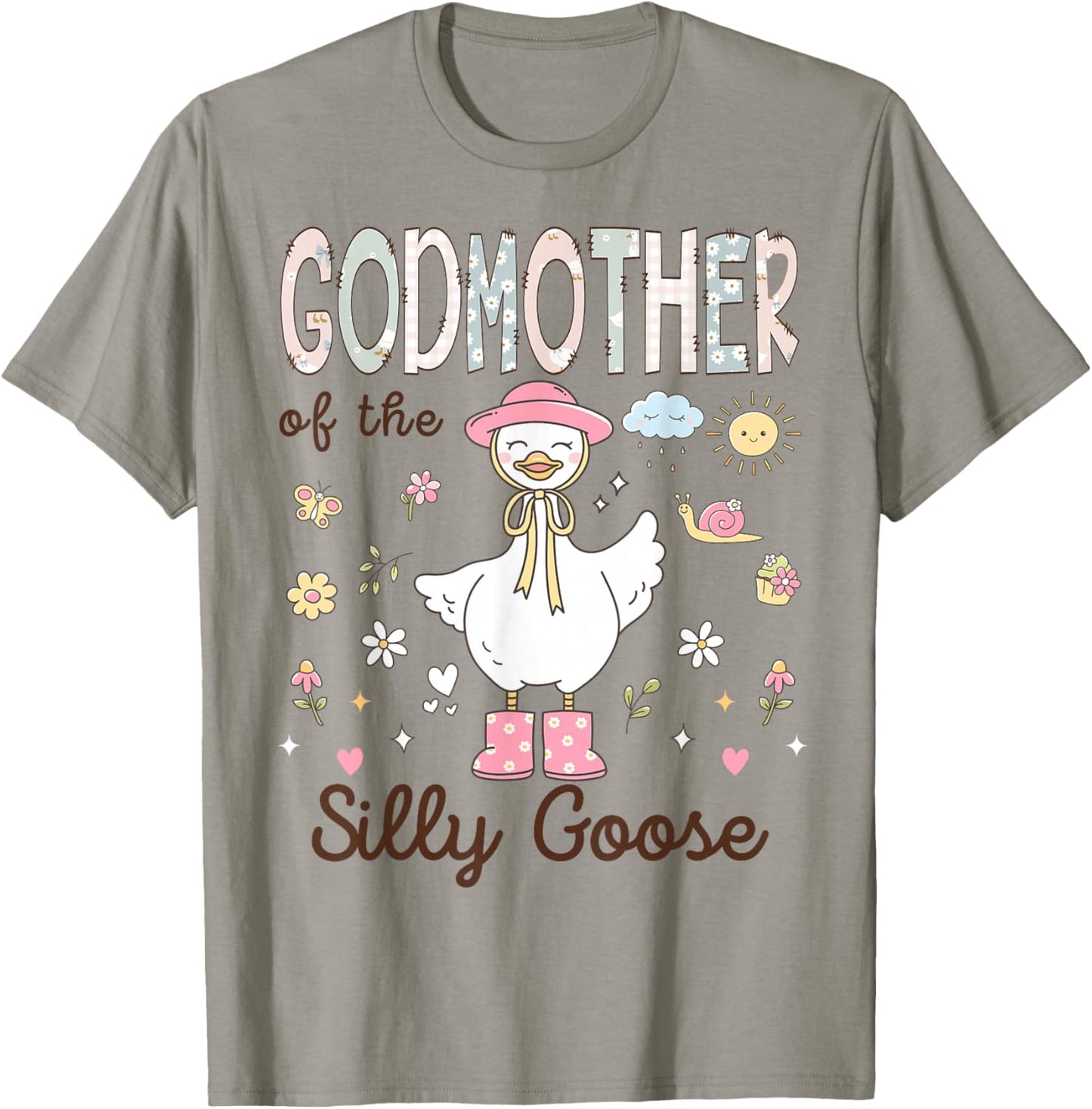 Godmother of The Silly Goose First Birthday Girl Family T-Shirt - T-Shirt | Sand