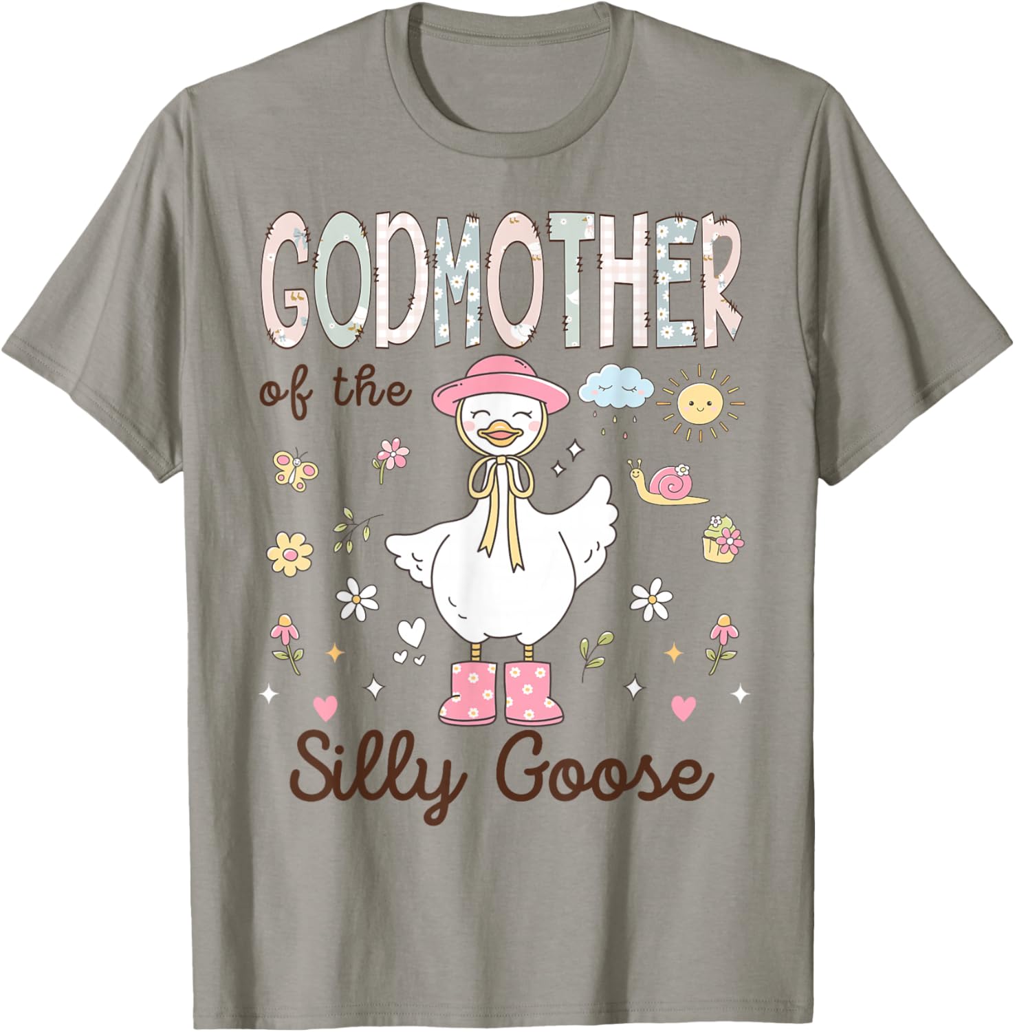 Godmother of The Silly Goose First Birthday Girl Family T-Shirt - T-Shirt | Sand