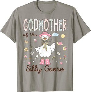 Godmother of The Silly Goose First Birthday Girl Family T-Shirt - T-Shirt | Sand