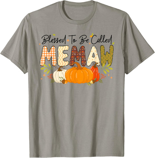 Blessed Memaw Pumpkin Fall Autumn Thanksgiving Mom Women T-Shirt - T-Shirt | Sand