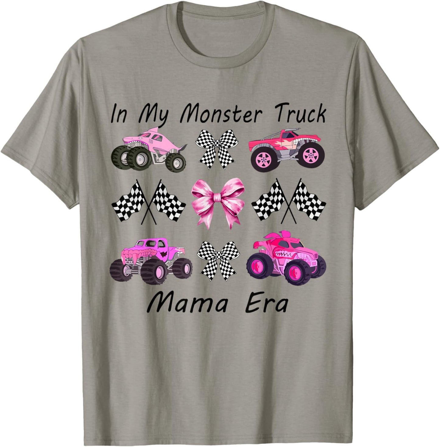 in My Monster Truck Mama Era Cute Pink Monster Truck Mom T-Shirt - T-Shirt | Sand