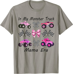 in My Monster Truck Mama Era Cute Pink Monster Truck Mom T-Shirt - T-Shirt | Sand