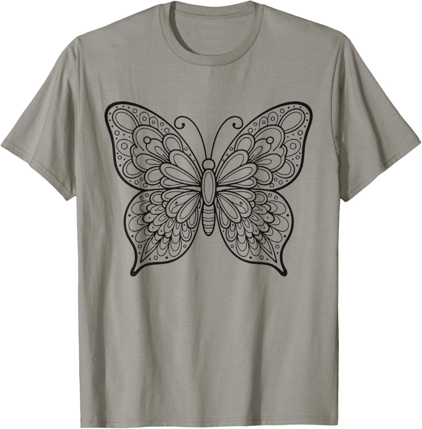 Colour in The Mandala Butterfly and Paint it Yourself T-Shirt - T-Shirt | Sand