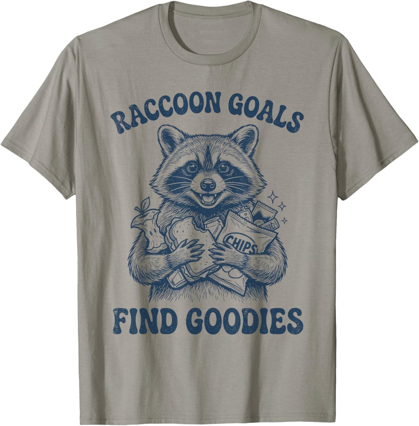 Raccoon Goals Find Goodies Funny Raccoon T-Shirt - T-Shirt | Sand