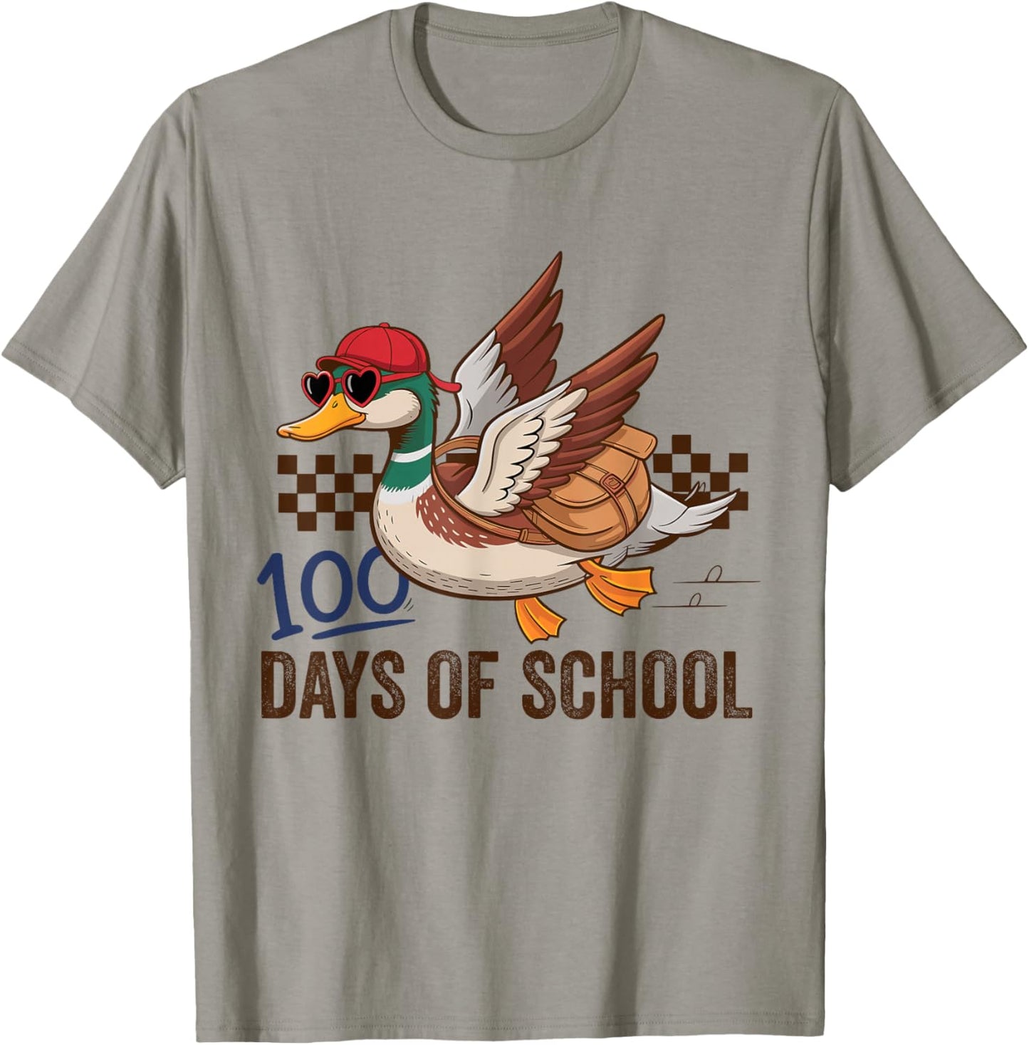 Happy 100 Days of School Goose Teacher Kids T-Shirt - T-Shirt | Sand