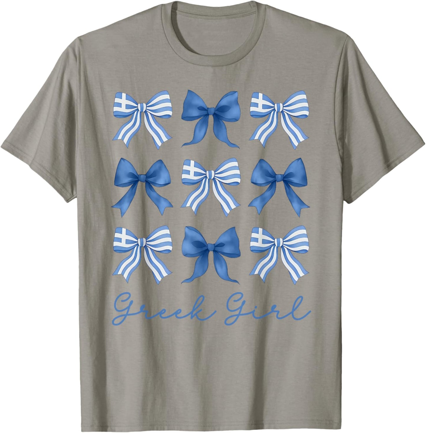 Greek Girl Coquette Bows Ribbon Cute Greek Flag Koukla T-Shirt - T-Shirt | Sand