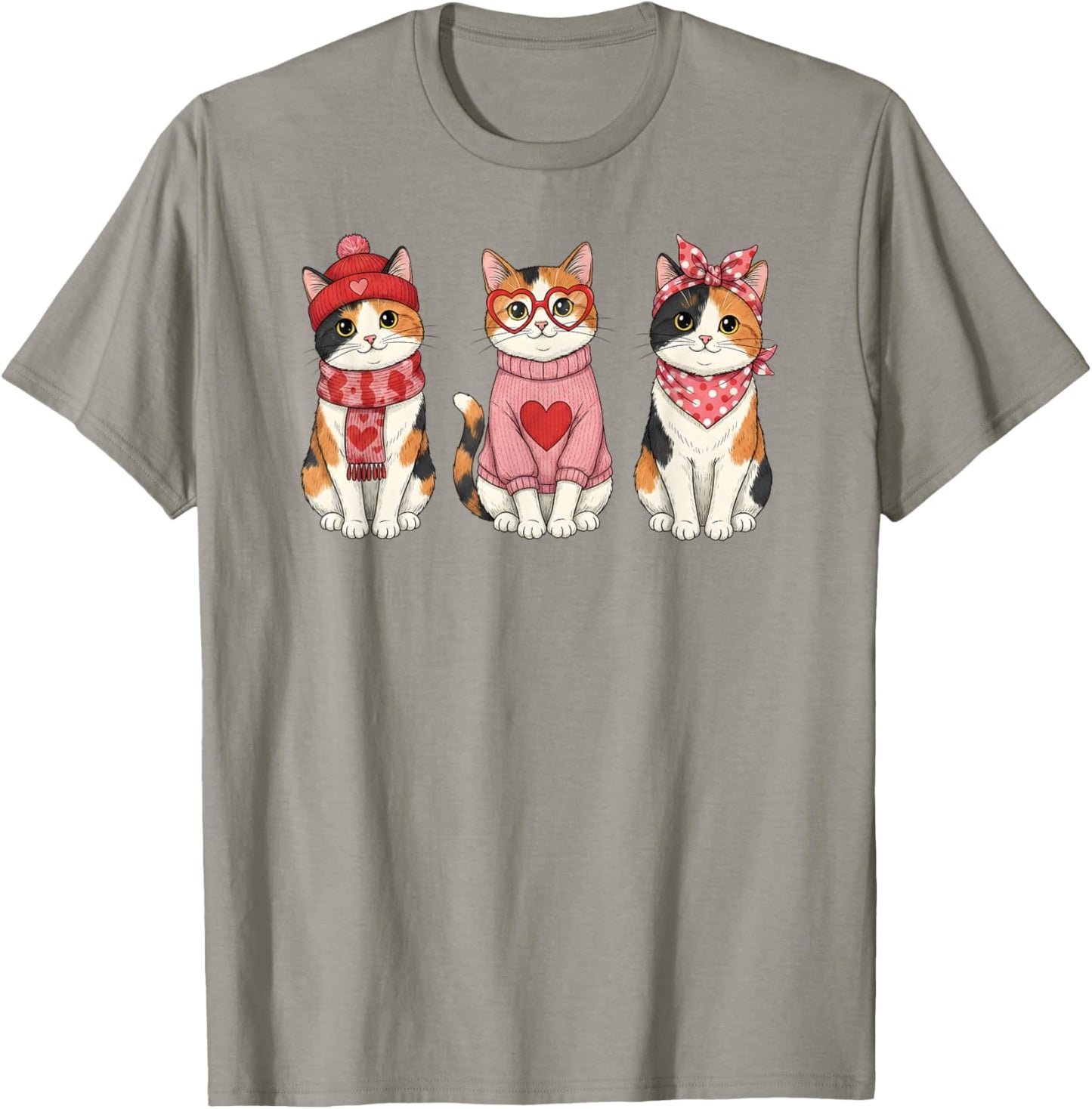 Retro Calico Cat Cute Valentine T-Shirt - T-Shirt | Sand