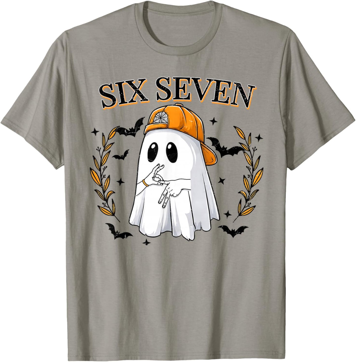 Cool Six Seven 6 7 Ghost Halloween Meme Slang Gen Z Alpha T-Shirt - T-Shirt | Sand