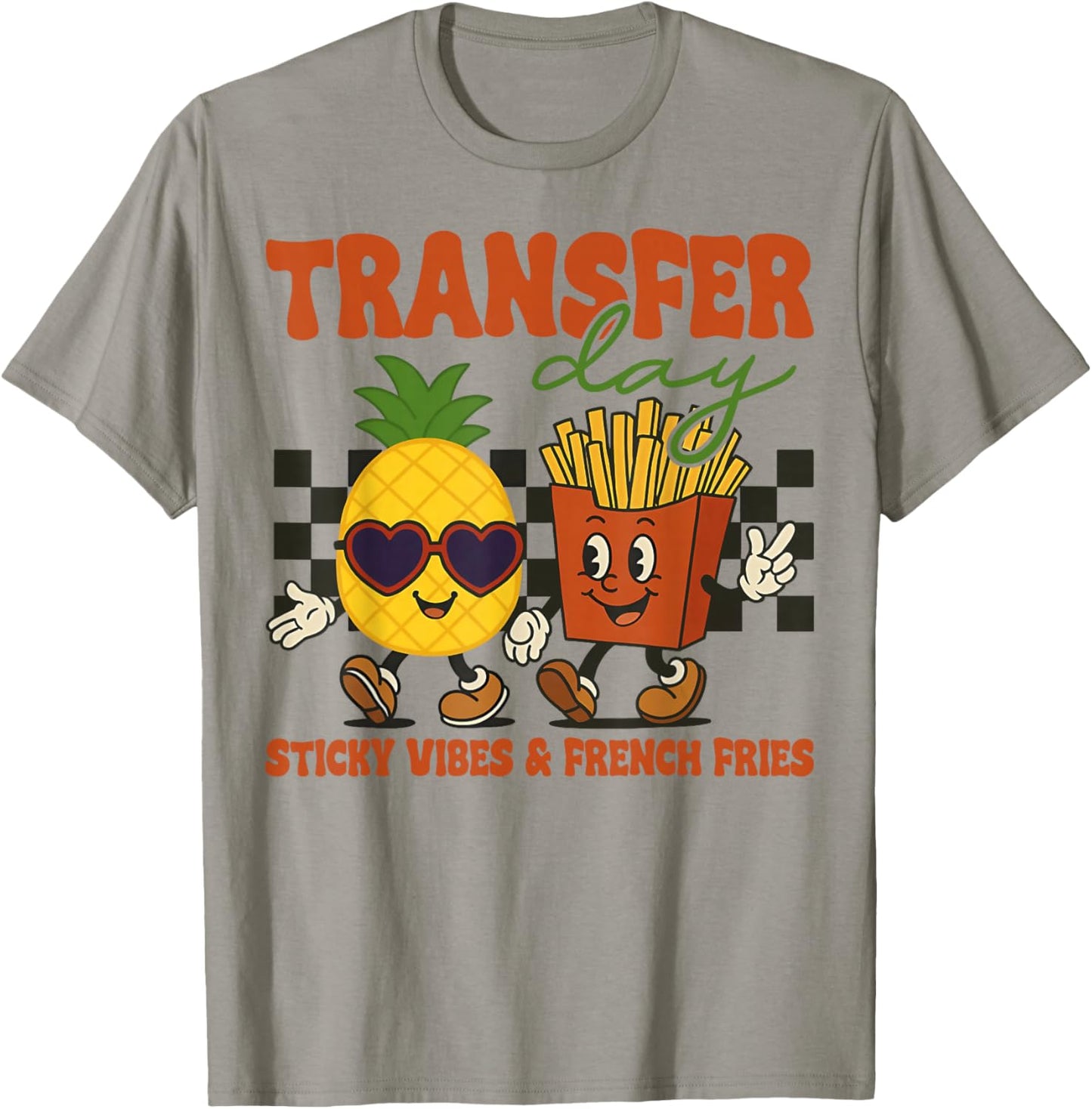 Retro Groovy Transfer Day Sticky Vibes IVF Couple Embryo T-Shirt - T-Shirt | Sand