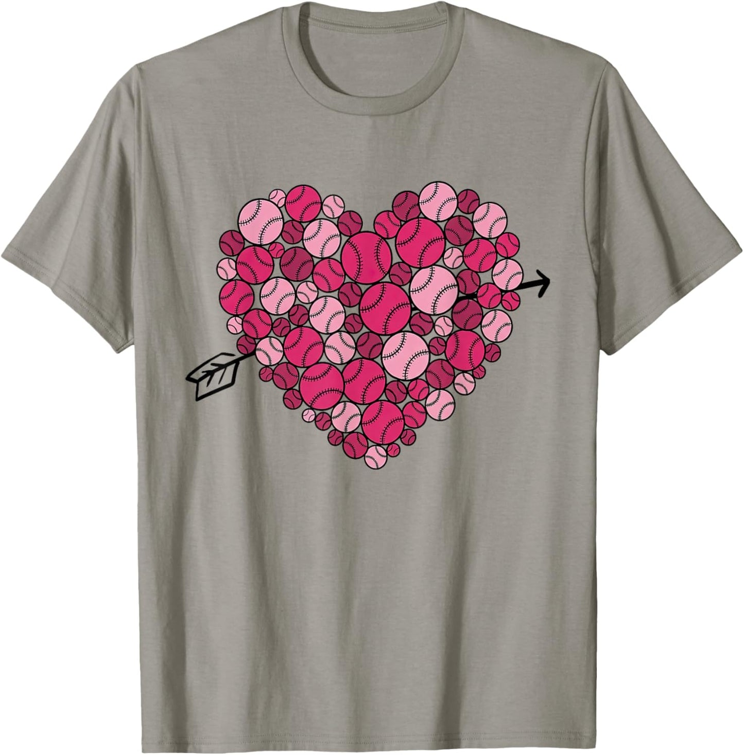 Valentine's Day Baseball Heart Softball Player Sports Lover T-Shirt - T-Shirt | Sand