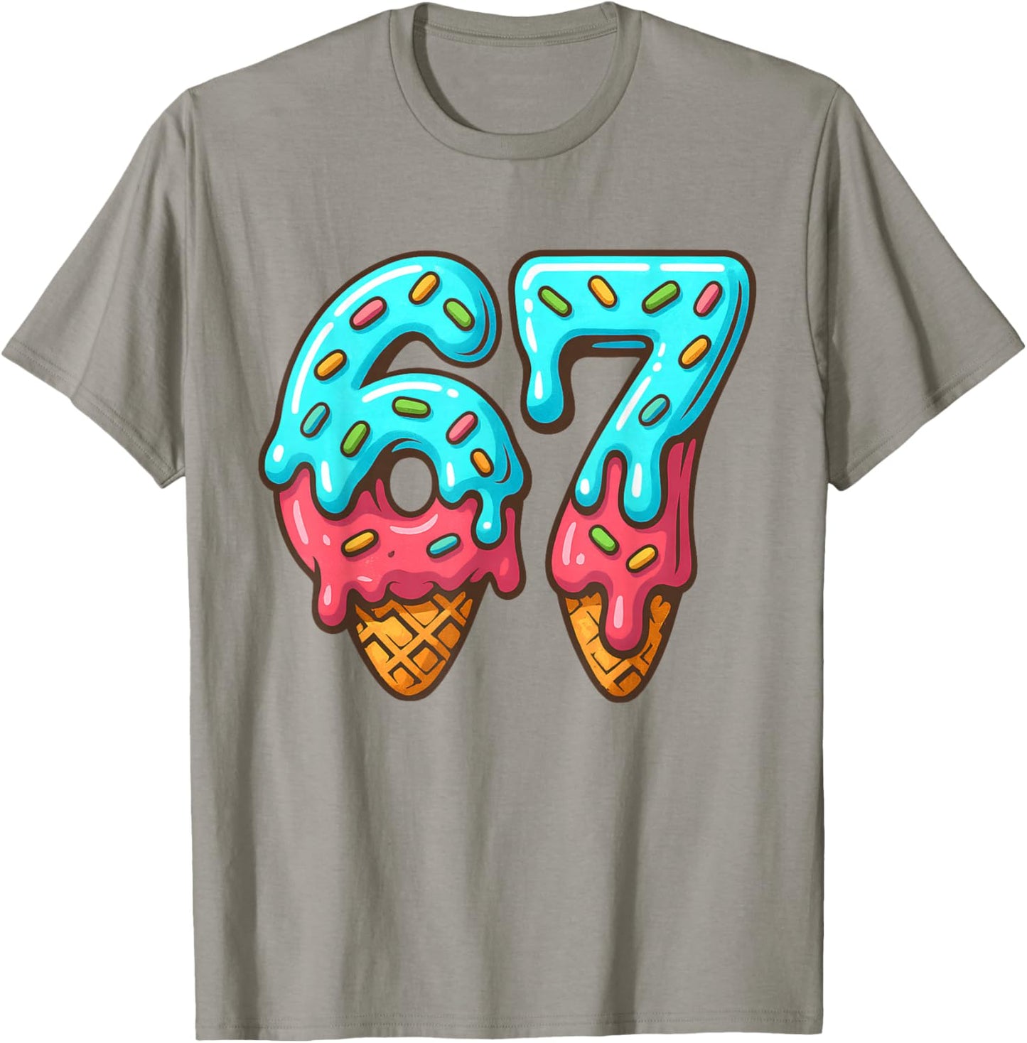 67 Meme Trendy Cream Halloween Funny Six Seven Gen Alpha Z T-Shirt - T-Shirt | Sand