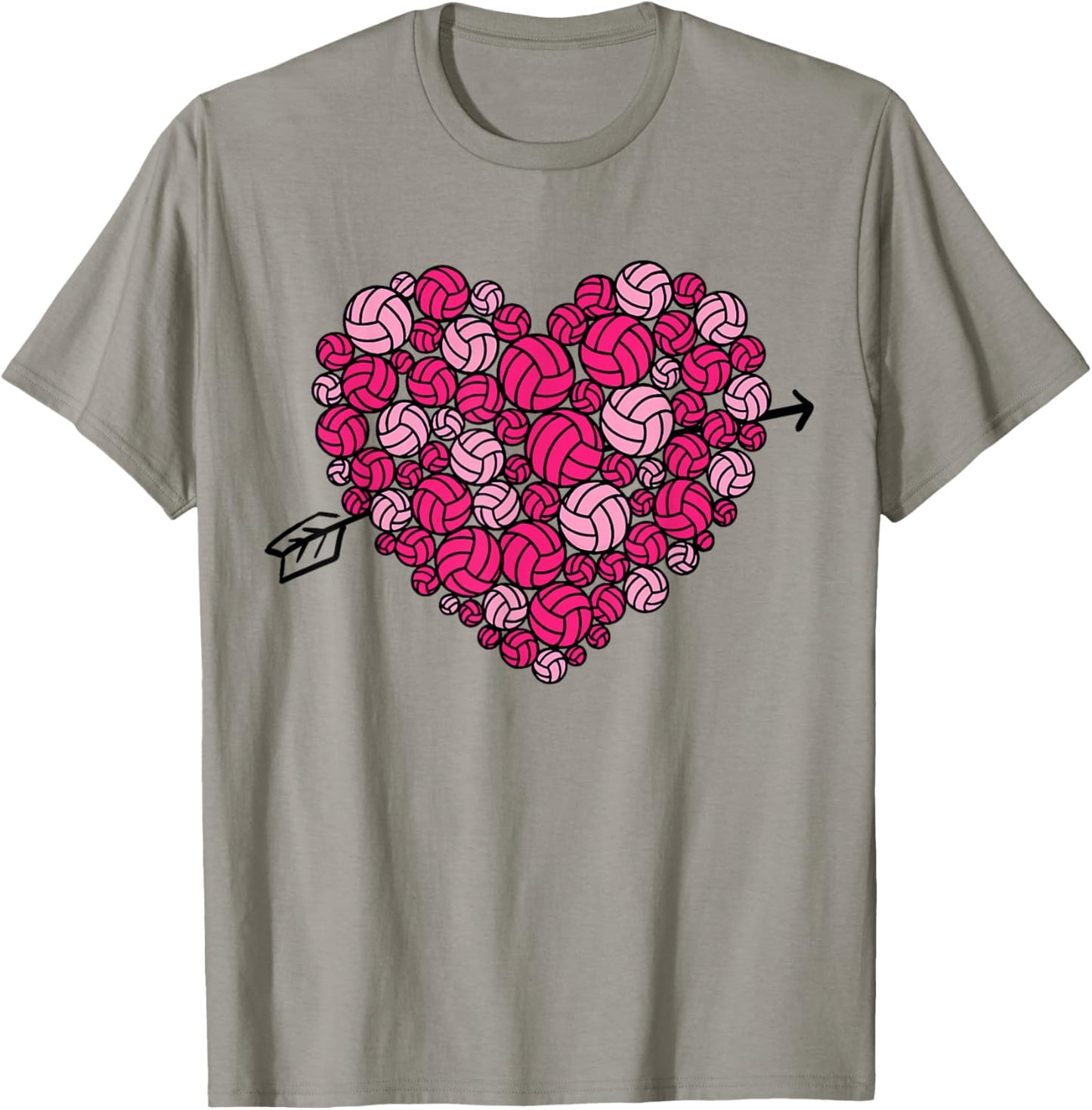 Valentine's Day Volleyball Heart Sports Lover Women Girls T-Shirt - T-Shirt | Sand