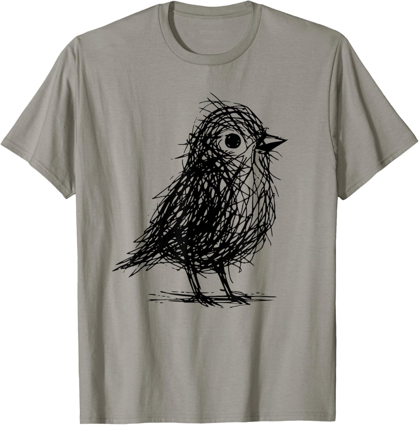 Minimal Line Art Minimalist Abstract Sketch Scribble Bird T-Shirt - T-Shirt | Sand