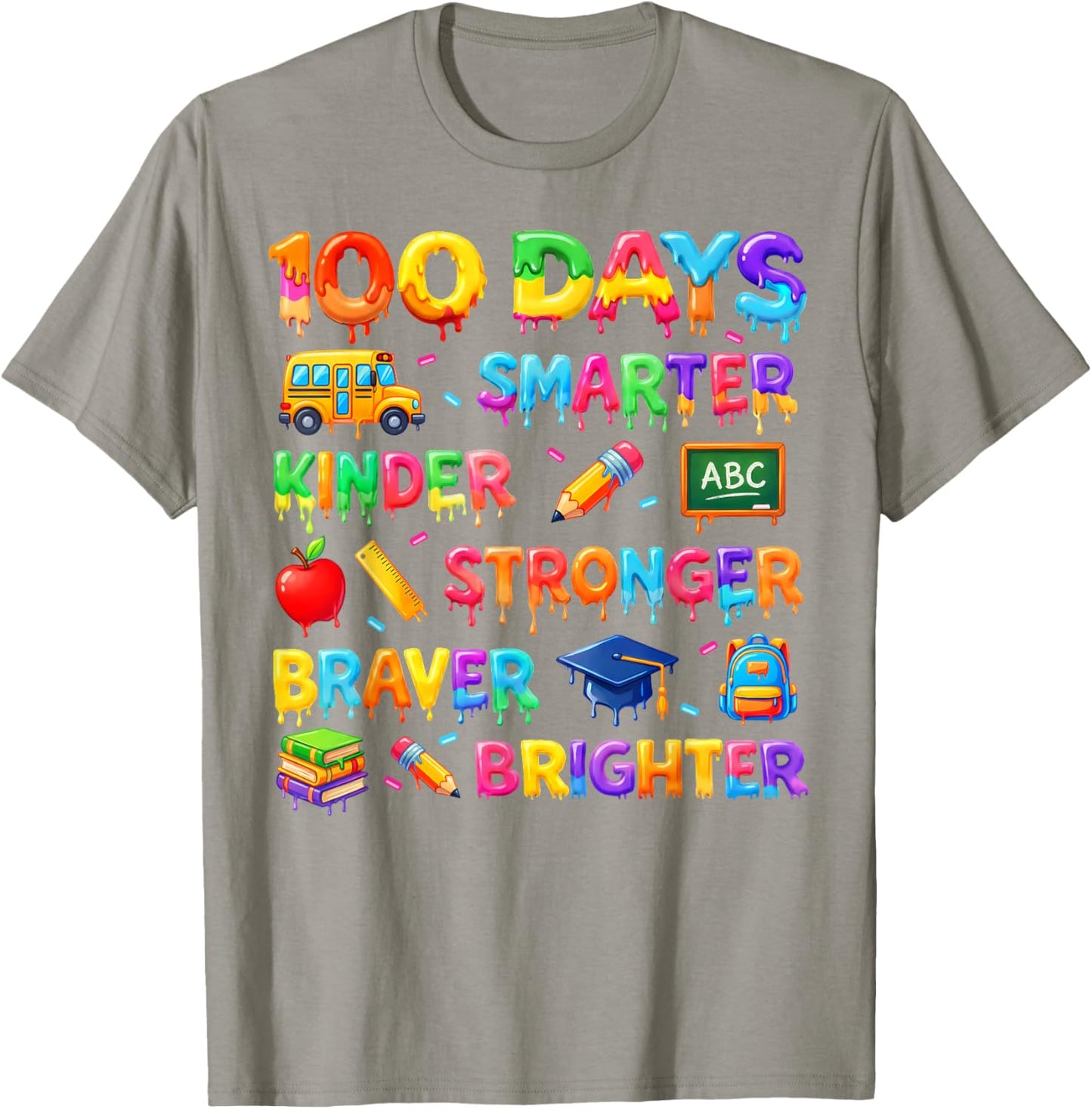 100 Days Smarter Kinder Ice Cream 100th Day of School Kids T-Shirt - T-Shirt | Sand
